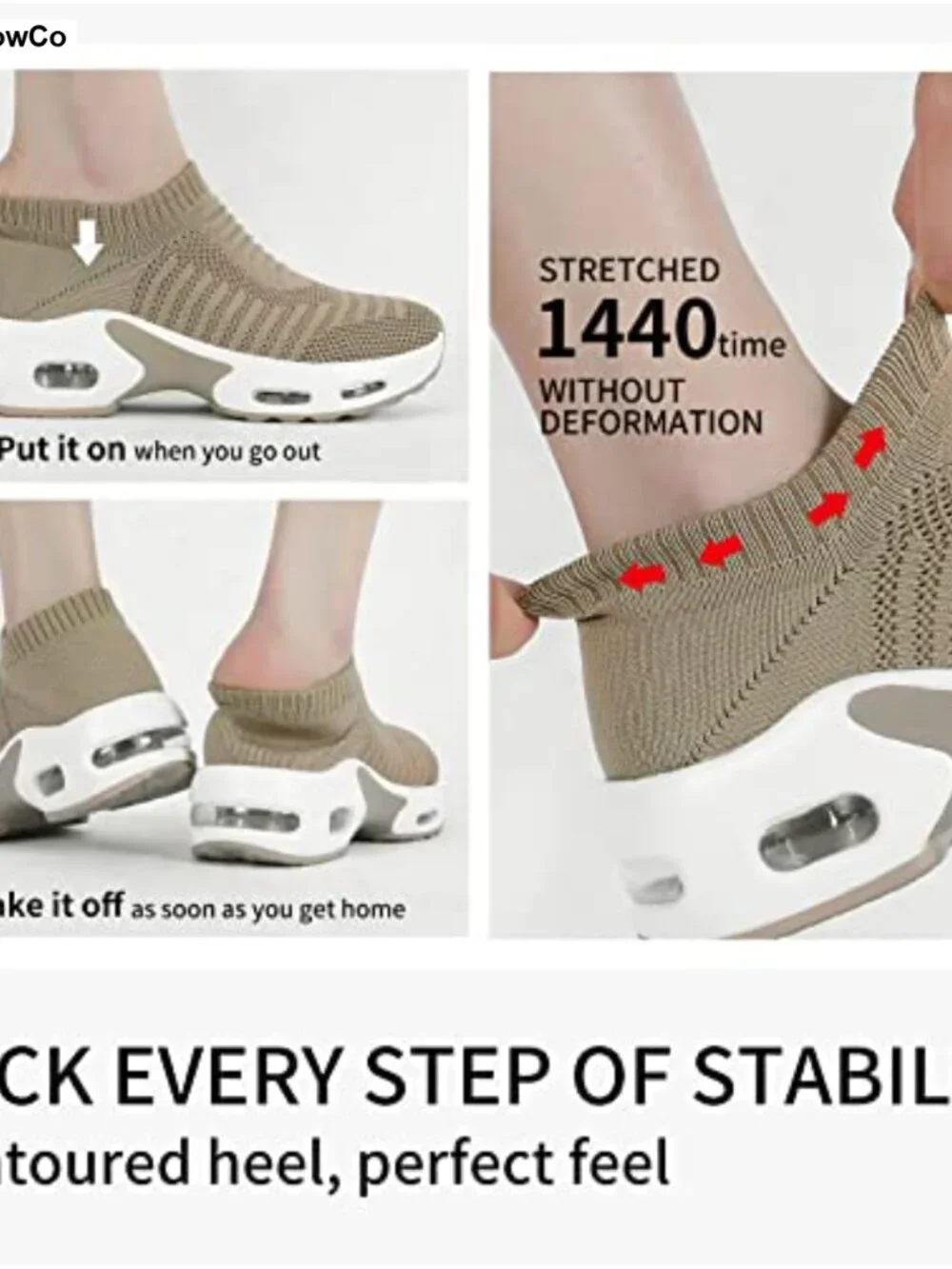 Women's Slip-On Walking Sneakers Breathable Mesh Air Cushion Arch Support Nurse